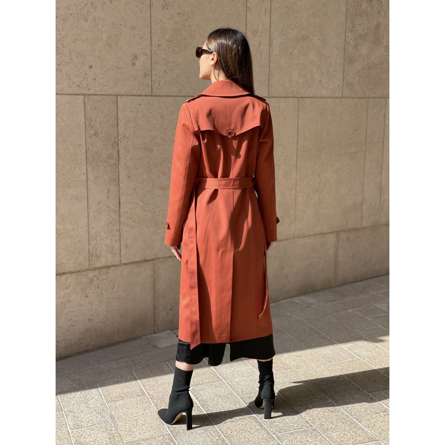 Orange trench coat